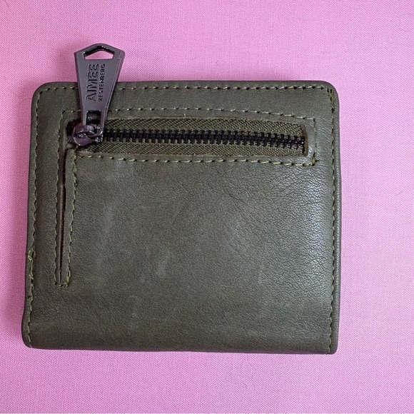 Aimee Kestenberg Olive Green Gray Leather Wallet - Picture 2 of 3